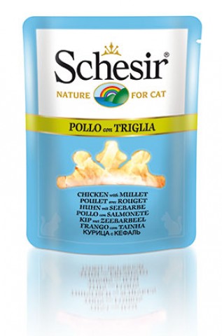 Vlažna hrana za mačke Schesir preliv brodet piletina i pastrmka 70gr